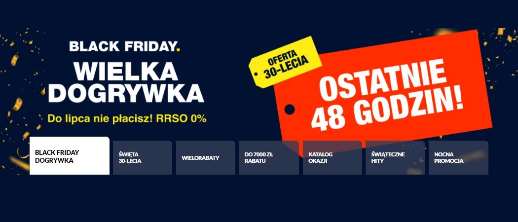 Promocja BLACK FRIDAY WIELKA DOGRYWKA w RTV EURO AGD - kup jeszcze taniej wybrane RTV!