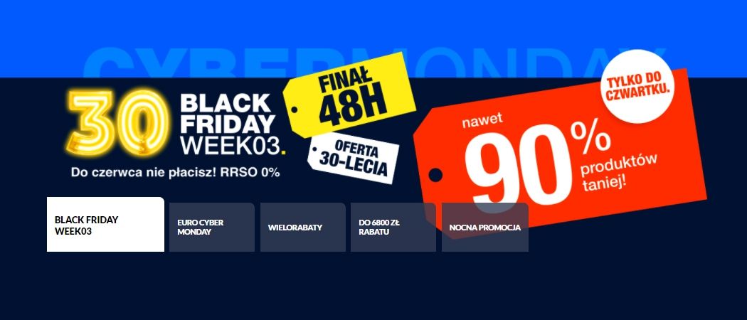 Promocja BLACK FRIDAY WEEK 3 w RTV EURO AGD - kup jeszcze taniej wybrane RTV!