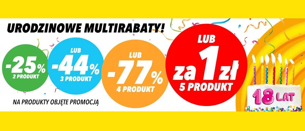 Promocja URODZINOWE MULTIRABATY w Media Expert - kup wybrane RTV i zyskaj rabat na jeden ze sprzęt&oacute;w!