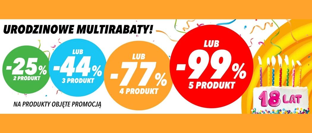 Promocja URODZINOWE MULTIRABATY w Media Expert  - kup wybrane RTV i zyskaj rabat na jeden z produkt&oacute;w!