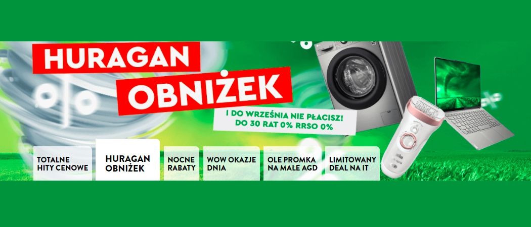 Promocja HURAGAN OBNIŻEK w Ole Ole - kup jeszcze taniej promocyjne RTV!