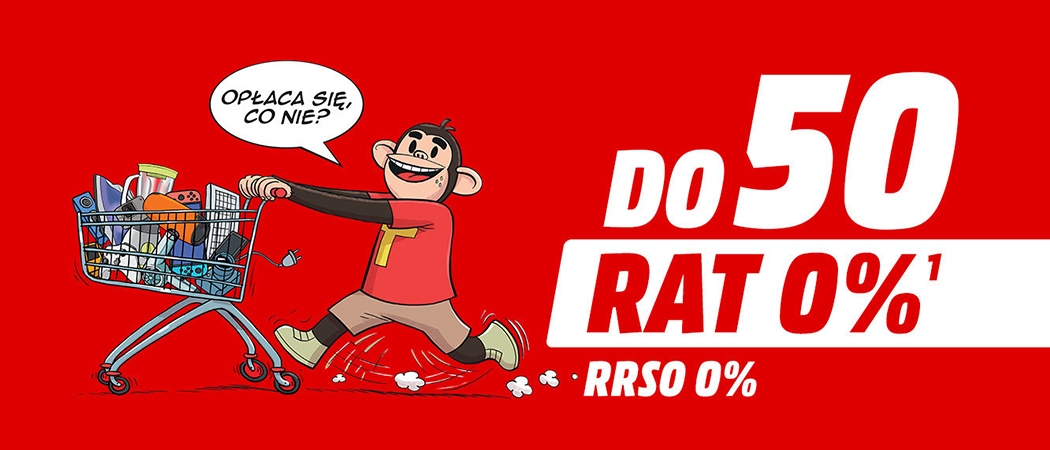 Kup wybrany sprzęt na nawet 50 darmowych rat 0% w promocji ratalnej w Media Markt!
