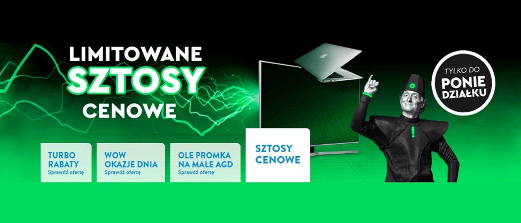 Promocja LIMITOWANE SZTOSY CENOWE w Ole Ole - kup wybrane RTV taniej z kodem rabatowym!