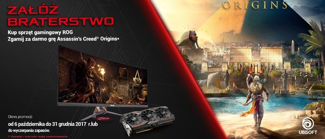 Promocja na monitory i karty gratifki Asus - gra Assasin's Creed Origins za darmo!
