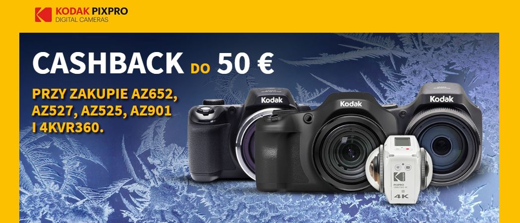 Promocja KODAK Cashback - kup promocyjny aparat KODAK i odbierz do 50 &euro; zwrotu!