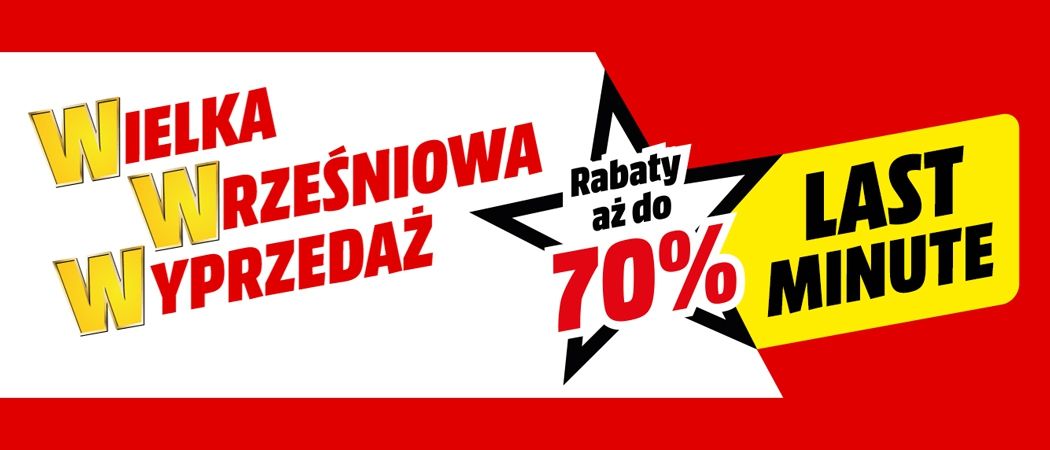 Promocja WIELKA WRZEŚNIOWA WYPRZEDAŻ w Media Markt - kup wybrane RTV nawet do 70% taniej!