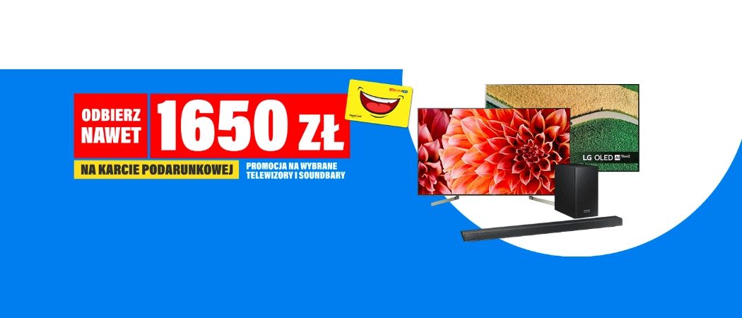 Promocja RTV EURO AGD - kup wybrany telewizor lub soundbar i zyskaj nawet do 1650 zł na karcie podarunkowej!