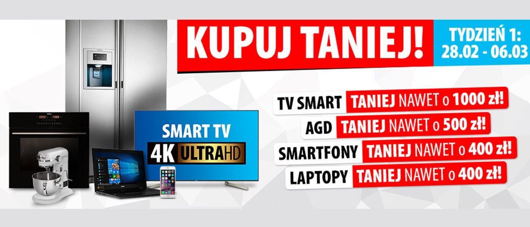 Kup promocyjne sprzęty nawet do 1000 zł taniej w promocji "Kupuj taniej!" w Media Expert!