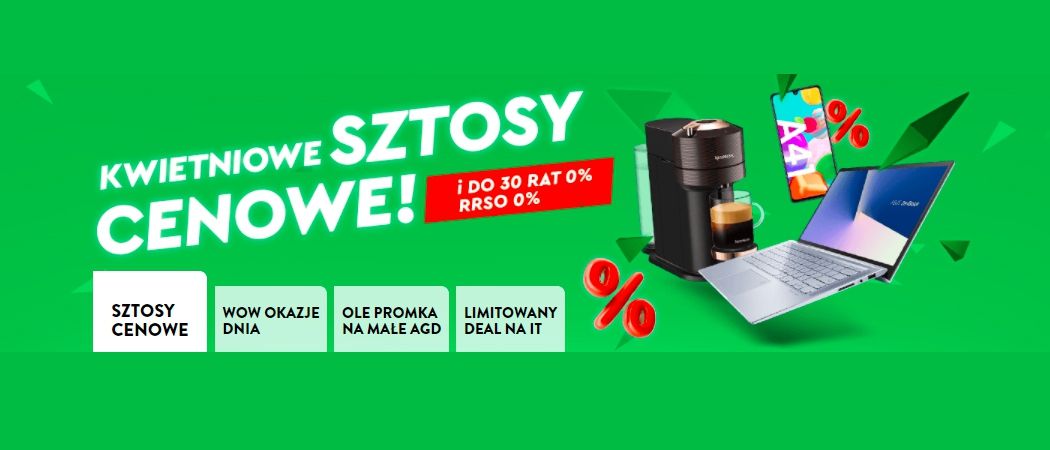 Promocja KWIETNIOWE SZTOSY CENOWE w Ole Ole - kup jeszcze taniej promocyjne RTV!