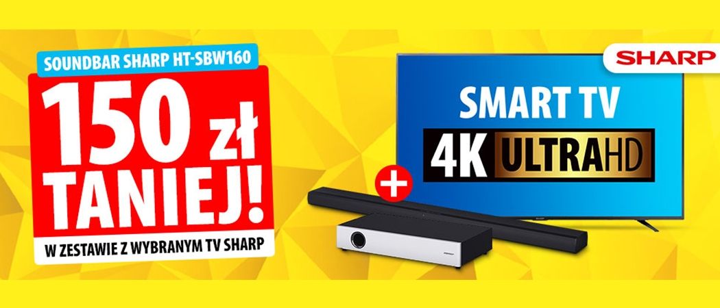 Soundbar w zestawie z telewizorem Sharp 150 zł taniej w promocji Media Expert!