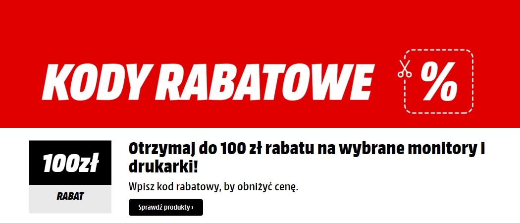 Kup promocyjną drukarkę lub monitor z rabatem do 100 zł w promocji Media Markt!