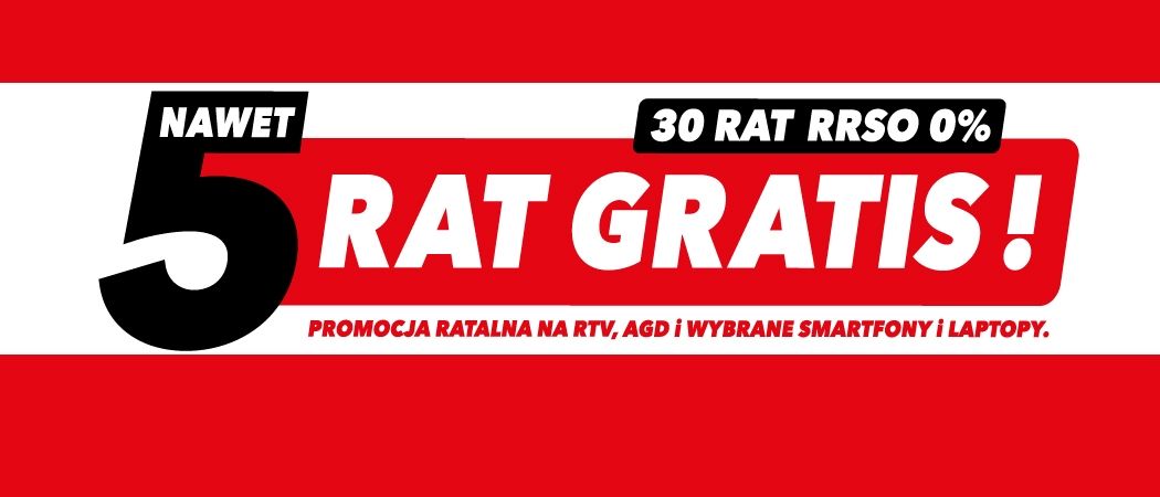 Kup wybrany sprzęt na 30 darmowych rat i zyskaj nawet do 5 rat gratis w promocji ratalanej RTV EURO AGD!