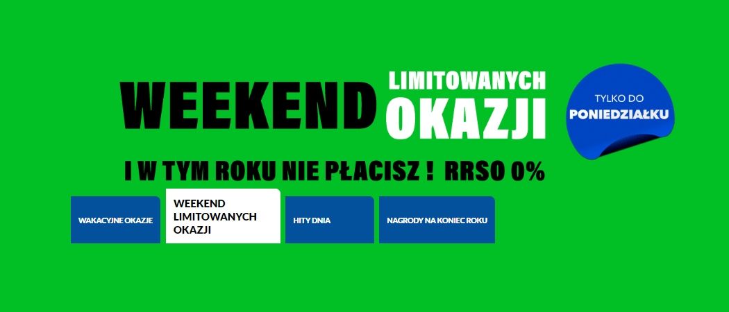 Promocja WEEKEND LIMITOWANYCH OKAZJI w RTV EURO AGD - kup promocyjne RTV taniej z kodem rabatowym!