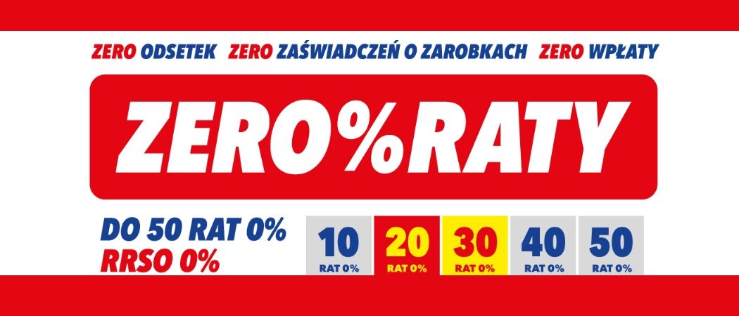 Promocja ratalna "Zeroraty" w RTV EURO AGD - kup wybrany sprzęt na nawet 50 darmowych rat!