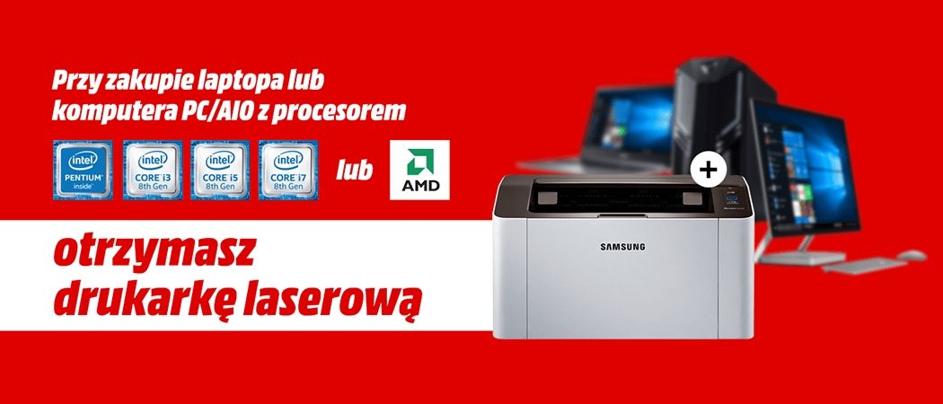 Kup wybrany komputer lub laptop i odbierz drukarkę w prezencie w promocji Media Markt!