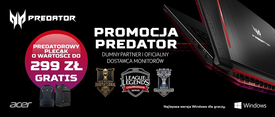 Kup laptop PREDATOR HELIOS i odbierz plecak PREDATOR o wartości do 299 zł gratis!