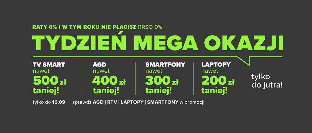 Promocja MEGA OKAZJE w Neonet - kup wybrane RTV taniej z kodem rabatowym!