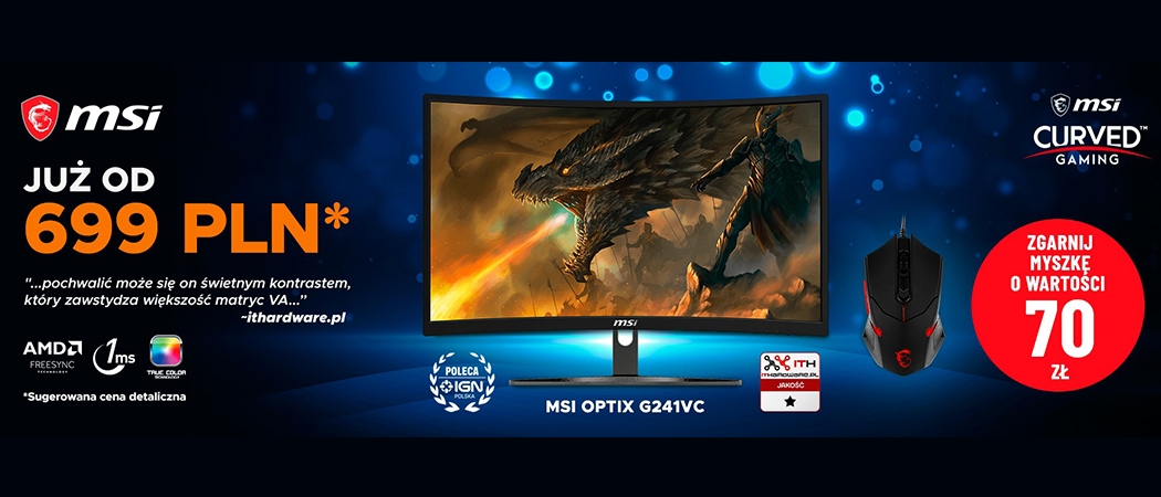 Kup wybrany monitor MSI i odbierz w prezencie mysz w promocji Media Expert!