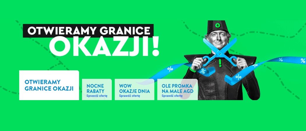 Promocja OTWIERAMY GRANICE OKAZJI w Ole Ole - kup taniej promocyjne RTV!