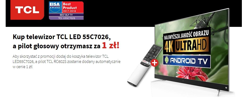 Promocja w Media Expert - kup promocyjny telewizor TCL, a pilot głosowy otrzymasz za 1 zł!