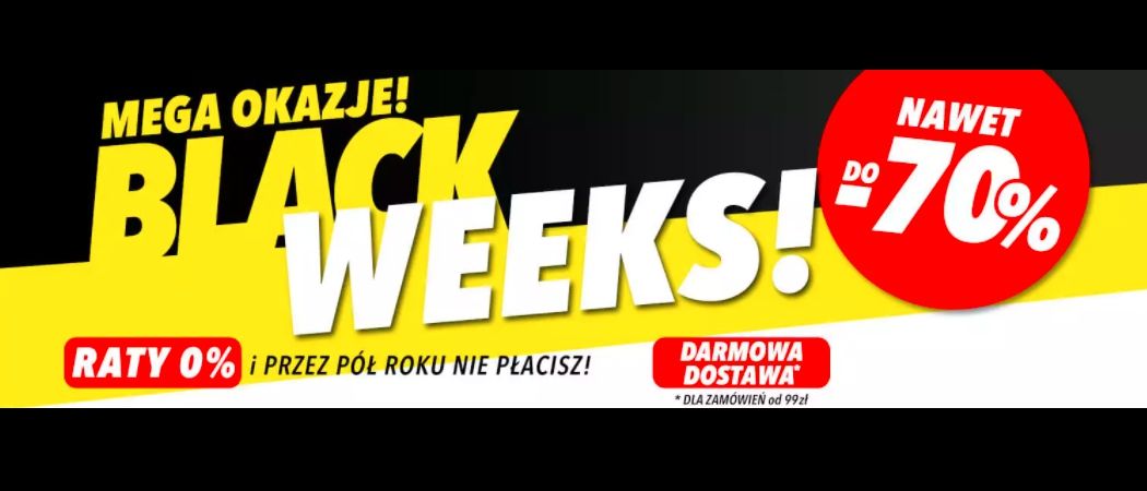Promocja BLACK WEEKS w Media Expert - kup wybrane RTV nawet do 70% taniej!