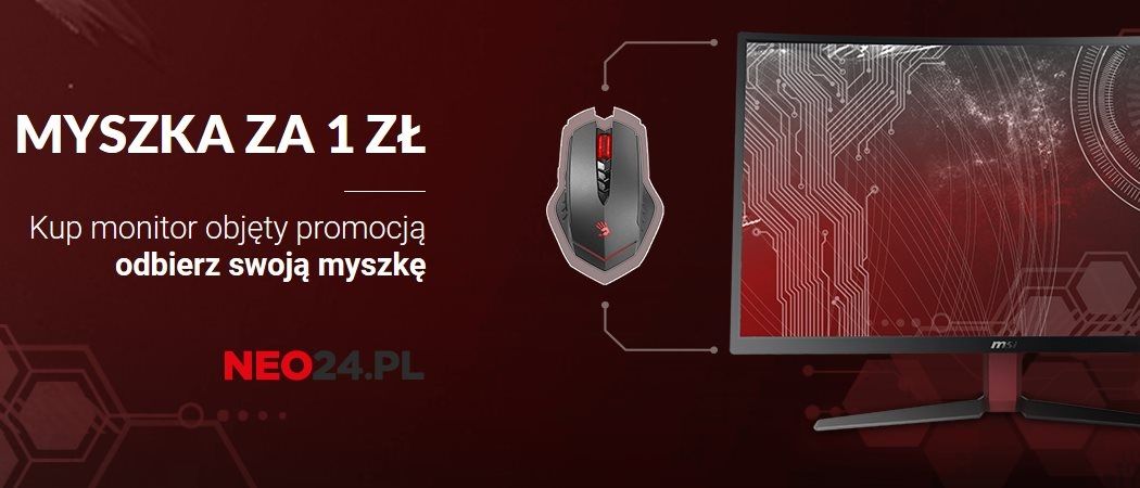 Promocja na monitory w NEO24 - super myszka gratis (za 1 zł)!