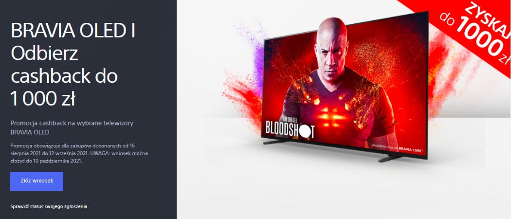 Promocja Sony Cashback - kup telewizor i zyskaj do 1000 zł zwrotu!