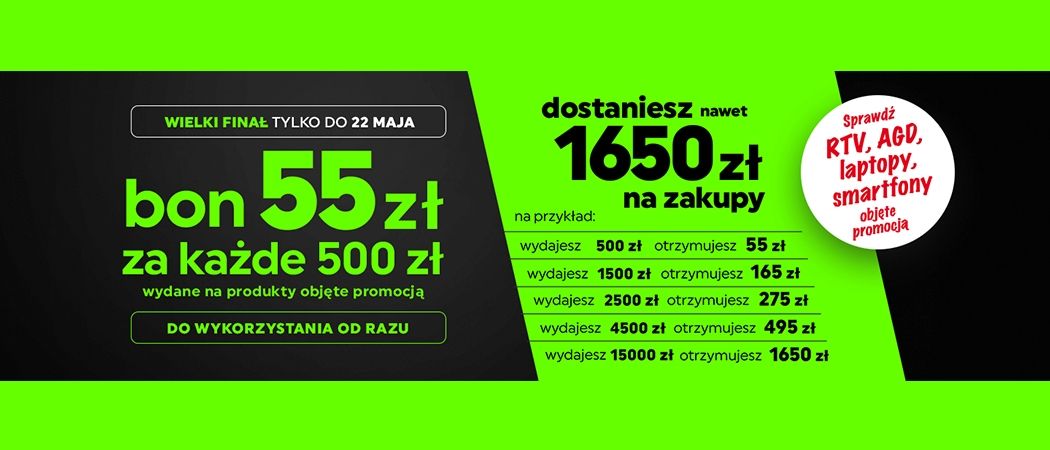 Promocja w Neonet - kup promocyjny sprzęt i zyskaj bon o wartości 55 zł za każde wydane 500 zł!