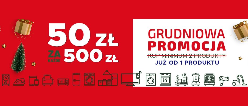 Promocja GRUDNIOWA PROMOCJA w Neo24 - kup wybrane RTV i zyskaj 50 zł rabatu za każde wydane 500 zł!