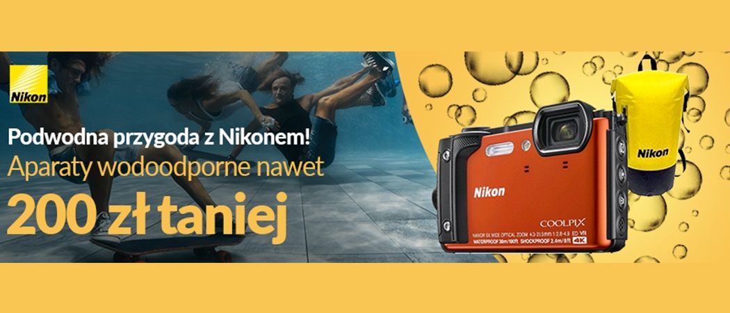 Kup wybrany wodoodporny aparat NIKON i odbierz nawet do 200 zł rabatu w promocji RTV EURO AGD!