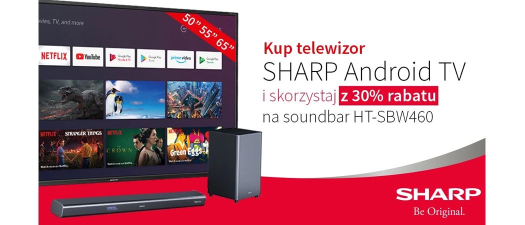 Promocja SHARP w Media Expert - kup wybrany telewizor i odbierz 30% rabatu na soundbar!