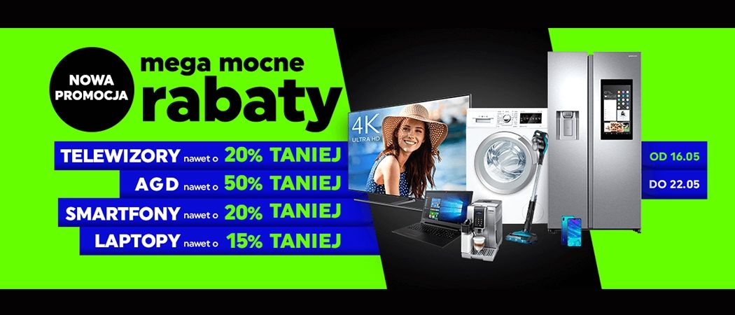 Kup wybrany sprzęt z rabatem do 20% w promocji "Mega mocne rabaty" w Neonet!
