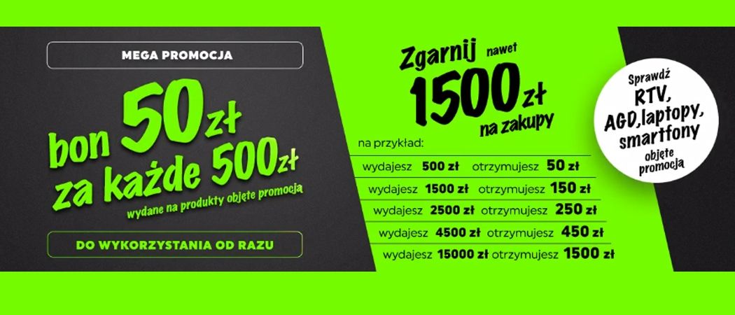 Promocja w Neonet - kup wybrany sprzęt i odbierz bon o wartości 50 zł za każde wydane 500 zł!