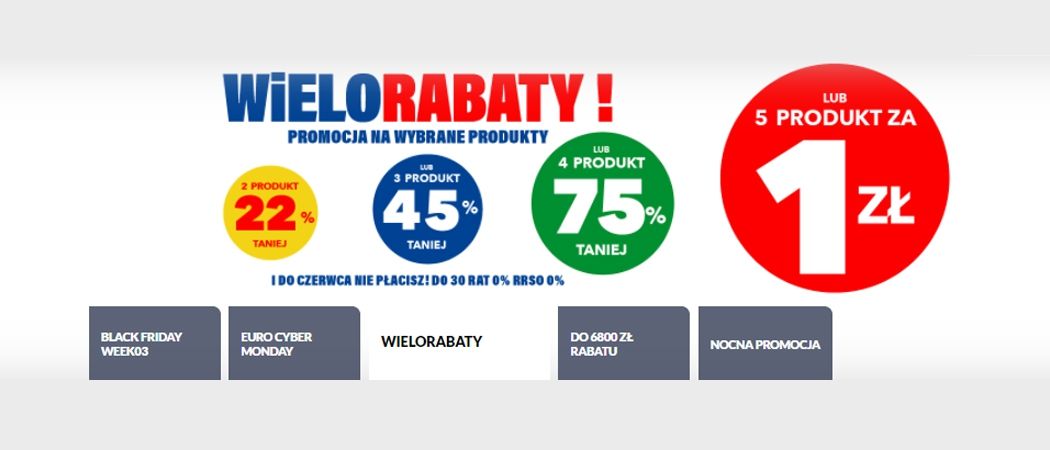 Promocja WIELORABATY w RTV EURO AGD - kup wybrane RTV i zyskaj rabat na jeden ze sprzęt&oacute;w!