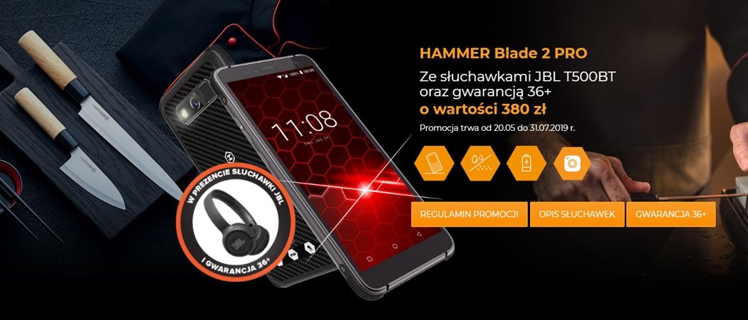 Kup promocyjny smartfon HAMMER i odbierz gwarancję 36+ i słuchawki JBL o wartości 380 zł!