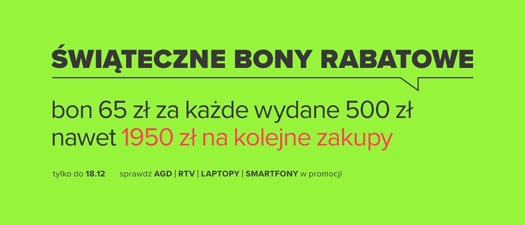 Promocja "Świąteczne bony rabatowe" w Neonet - kup wybrany sprzęt i zyskaj nawet do 1950 zł rabatu!