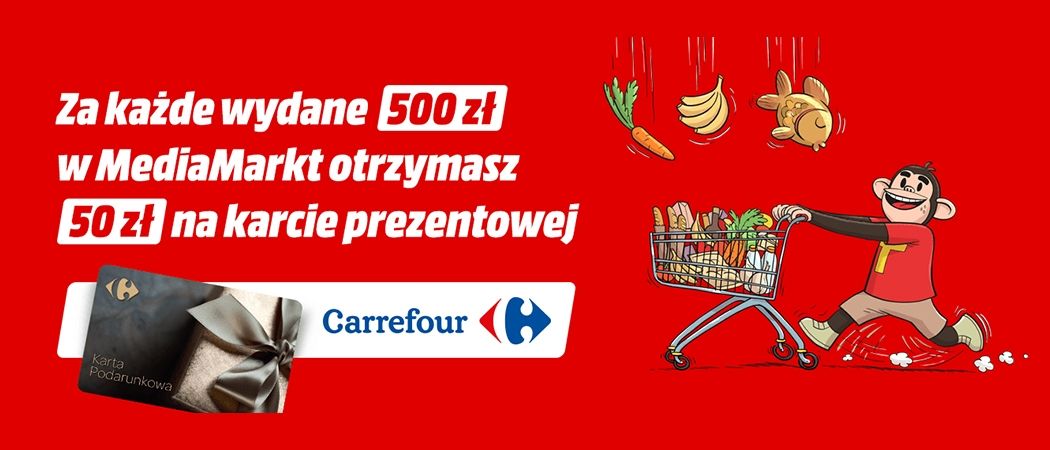 Promocja w Media Markt - kup sprzęt RTV i odbierz 50 zł na karcie podarunkowej CARREFOUR za każde wydane 500 zł!