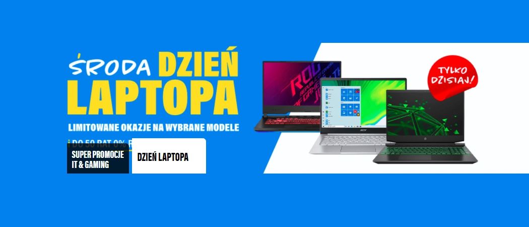 Promocja ŚRODA DZIEŃ LAPTOPA w RTV EURO AGD - kup jeszcze taniej wybrany laptop, monitor, komputer i inne!