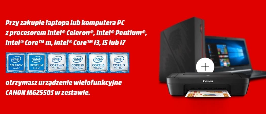 Promocja na laptopy i komputery w Media Makrt - drukarka CANON w prezencie!
